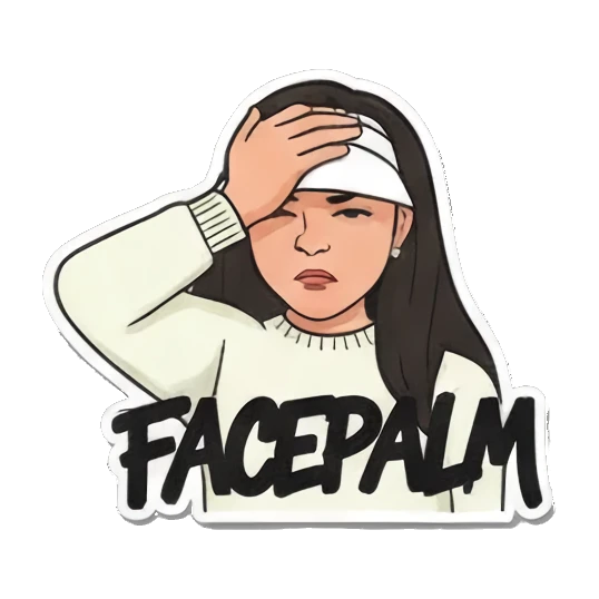 Frustrated "Facepalm" Graffiti Girl Vibes sticker for expressive chats and social replies.