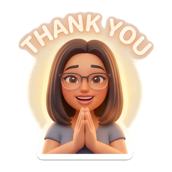 Girl with hands together in prayer pose with text Thank You Modern Girl Daily Vibes sticker for expressive chats and social replies.