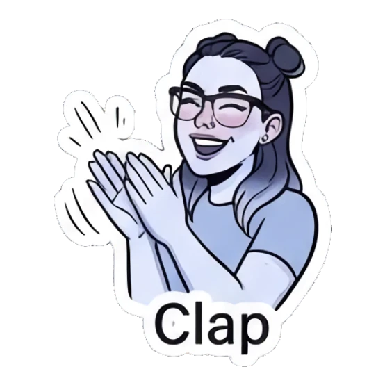 Cheerful girl clapping hands saying Clap Modern Girl Daily Vibes sticker for expressive chats and social replies.