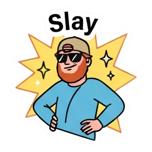Bearded man wearing sunglasses looking cool and confident Bearded Guy Daily Vibes sticker for expressive chats and social replies.