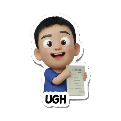 男孩拿着纸张表示无语 Daily Life of a Chill Boy sticker for expressive chats and social replies.