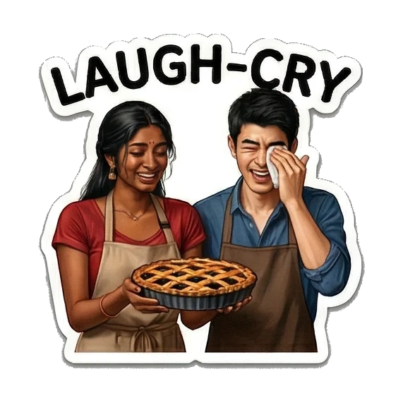情侣在厨房哭笑不得 Culinary Couple Moments sticker for expressive chats and social replies.