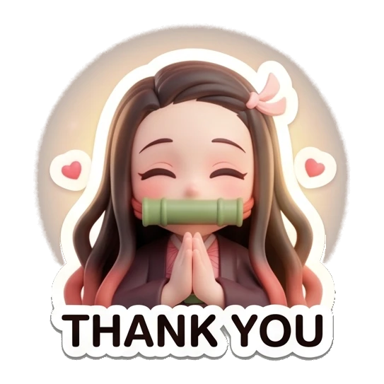 Nezuko with hands together in a thankful pose Nezuko Cute 3D Moments sticker for expressive chats and social replies.