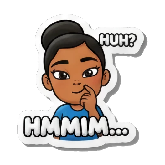 thinking face Playful Girl Expressions sticker for expressive chats and social replies.