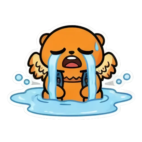 水獭嚎啕大哭 Winged Otter Daily Fun sticker for expressive chats and social replies.