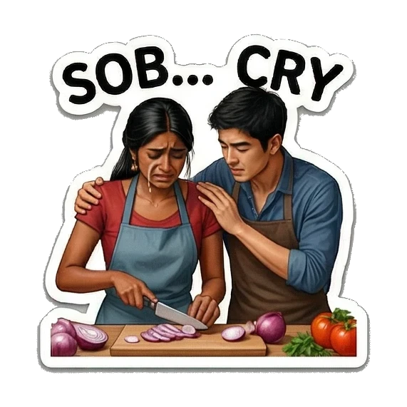 女生在厨房难过哭泣 Culinary Couple Moments sticker for expressive chats and social replies.