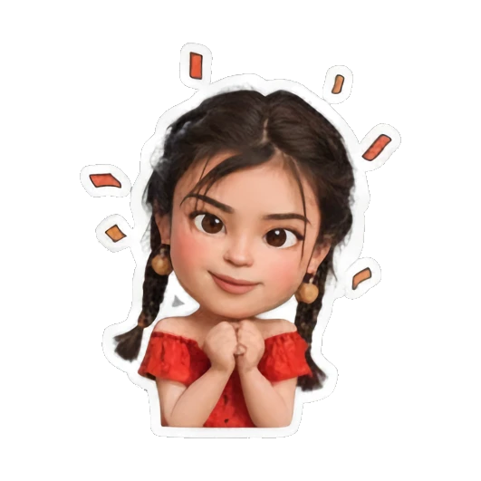 女孩自信微笑 Little Red Dress Girl sticker for expressive chats and social replies.