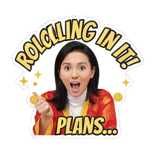 思考新的赚钱计划 Wealthy Lady Fortune sticker for expressive chats and social replies.
