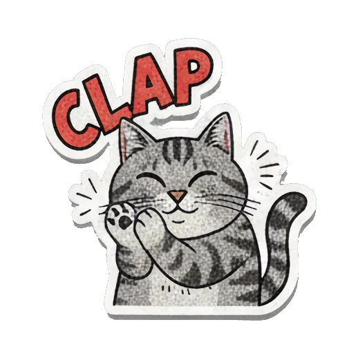 clapping cat showing appreciation Retro Grumpy Cat Vibes sticker for expressive chats and social replies.