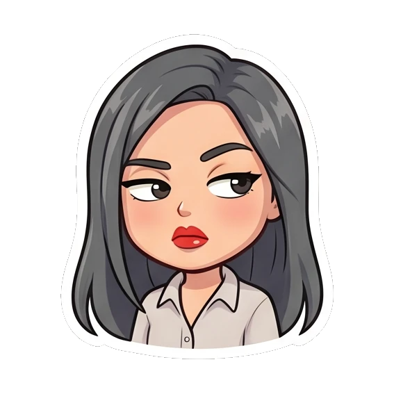 Office lady looking skeptical with a side-glance Office Lady Daily Life sticker for expressive chats and social replies.