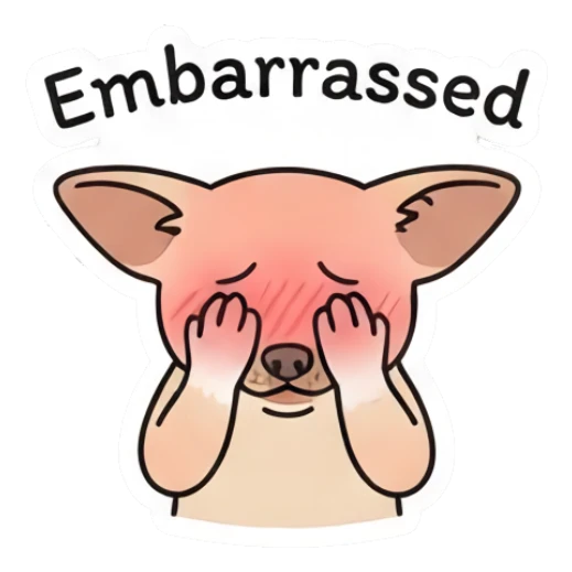 Chihuahua covering its face with paws in embarrassment Chihuahua Moods sticker for expressive chats and social replies.