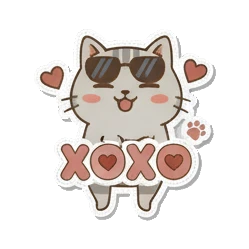 Affectionate cat with XOXO text Cozy Tabby Daily sticker for expressive chats and social replies.