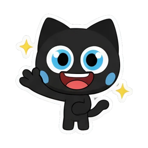 happy waving black cat Playful Black Cat Expressions sticker for expressive chats and social replies.
