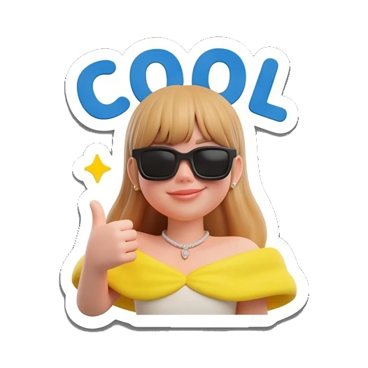 Blonde girl wearing sunglasses, thumbs up, cool expression. Golden Girl Daily Vibes sticker for expressive chats and social replies.