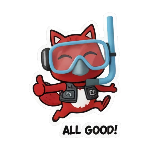 snorkeling squirrel with gear Summer Red Squirrel Adventures sticker for expressive chats and social replies.