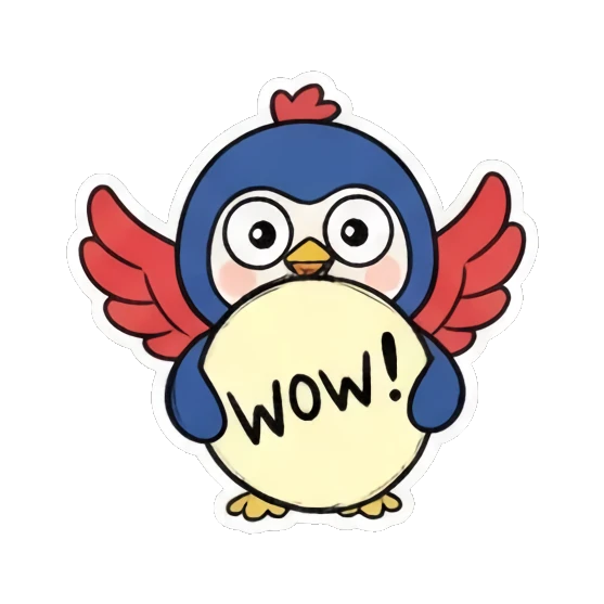 蓝色小鸟大笑 Blue Bird Doodle Adventures sticker for expressive chats and social replies.