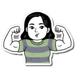 少女自信地展示肌肉 Girl's Daily Moods sticker for expressive chats and social replies.