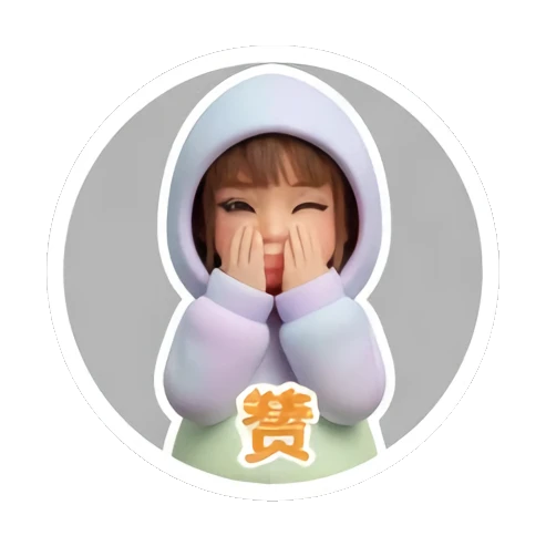 Girl in hoodie covering face with hands and Zan text Cute 3D Girl Daily Life sticker for expressive chats and social replies.