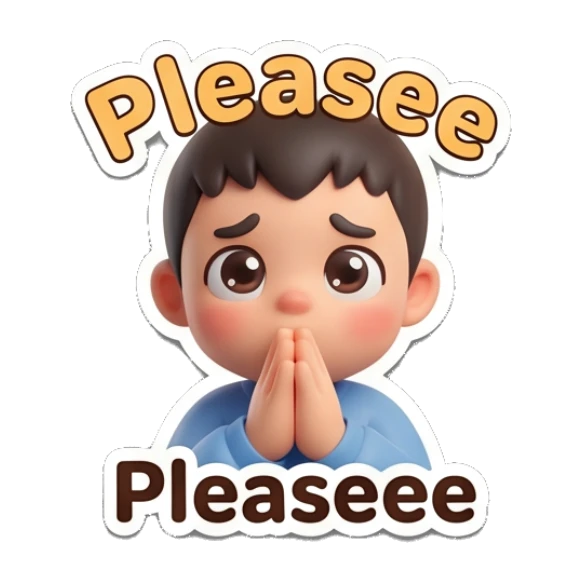Pleading boy with hands together in a please gesture. Little Boy Daily Expressions sticker for expressive chats and social replies.