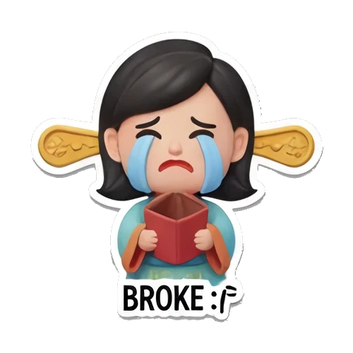 哭穷没钱的搞怪表情 Fortune Princess Daily Life sticker for expressive chats and social replies.