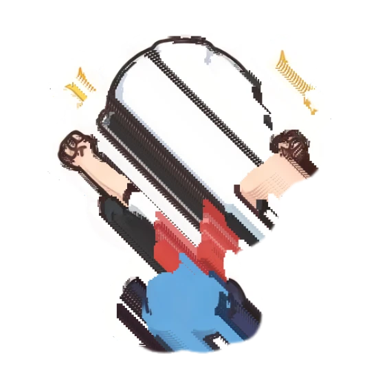 Female worker excited with hands raised Hard Hat Heroes sticker for expressive chats and social replies.