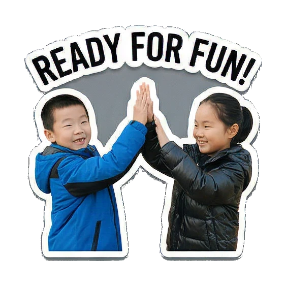 击掌庆祝 New Year Kids Duo sticker for expressive chats and social replies.