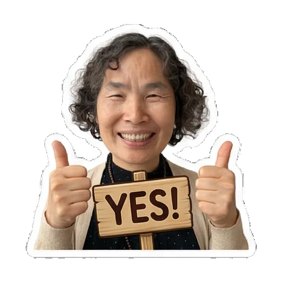 Mother giving a thumbs up Cheerful Grandma Daily Life sticker for expressive chats and social replies.