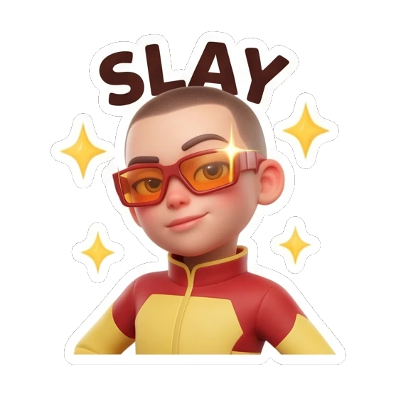 Pilot boy shining with sparkles, confident and slay expression. Cool Pilot Adventures sticker for expressive chats and social replies.
