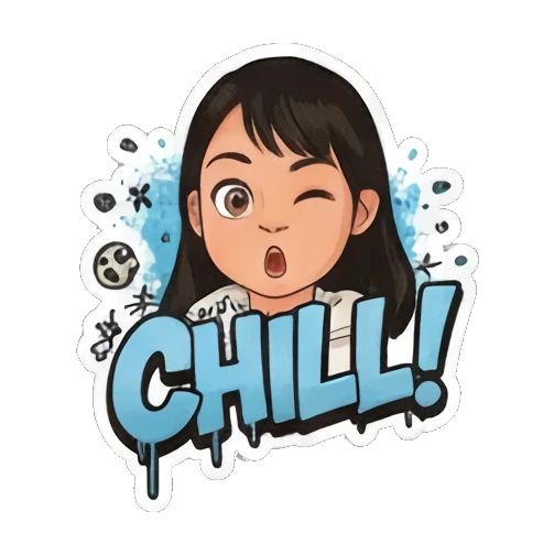 少女冷静表情CHILL Street Style Girl Expressions sticker for expressive chats and social replies.