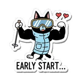 雪地玩耍 Black Cat Ski Adventures sticker for expressive chats and social replies.