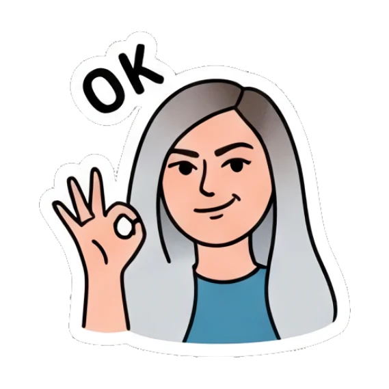 Girl making OK gesture with satisfied expression Cool Girl Daily Vibes sticker for expressive chats and social replies.