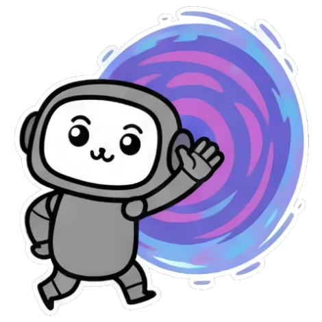 穿越时空挥手告别 Chibi Robot Emoticons sticker for expressive chats and social replies.