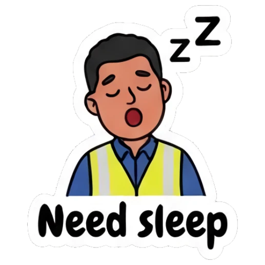 Worker sleeping with Zzz text Busy Worker Daily Life sticker for expressive chats and social replies.