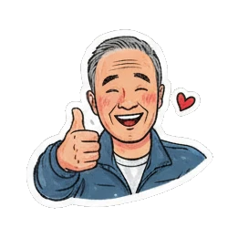 Man blowing a heart kiss Cheerful Grandpa Daily Life sticker for expressive chats and social replies.