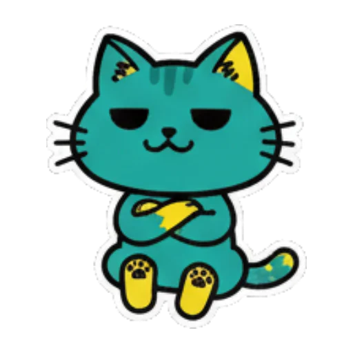 思考中的猫咪 Cute Teal Cat Stickers sticker for expressive chats and social replies.