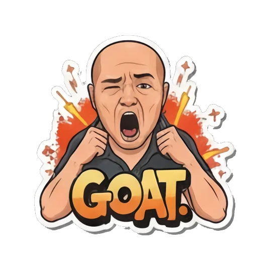 Shouting 'GOAT' loudly Bald Guy's Street Vibes sticker for expressive chats and social replies.