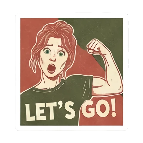 加油LET'S GO Vintage Vixen Vibes sticker for expressive chats and social replies.