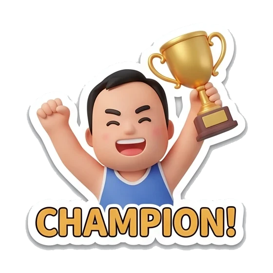 holding trophy champion Basketball Pro Boy sticker for expressive chats and social replies.