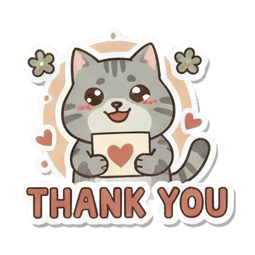 双手捧着爱心说谢谢 Playful Grey Tabby sticker for expressive chats and social replies.