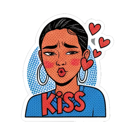 派对装扮的女孩 Retro Pop Girl Expressions sticker for expressive chats and social replies.