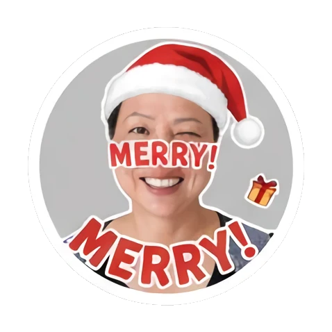 快乐圣诞的女性 Festive Faces Fun sticker for expressive chats and social replies.