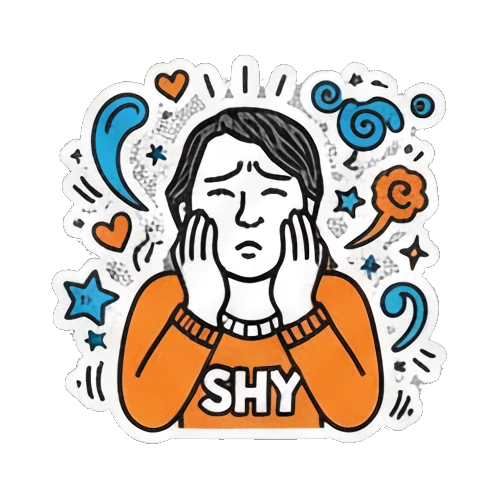害羞脸红捂脸 Pop Art Girl Expressions sticker for expressive chats and social replies.