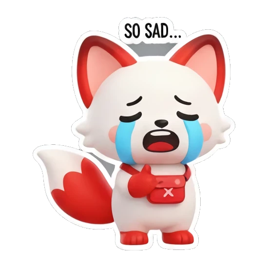 流泪难过的红狐狸 Red Fox Moods sticker for expressive chats and social replies.