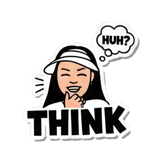 女孩思考THINK Visor Girl's Expressive World sticker for expressive chats and social replies.
