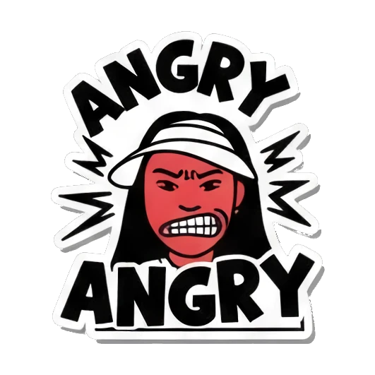 女孩愤怒ANGRY Visor Girl's Expressive World sticker for expressive chats and social replies.