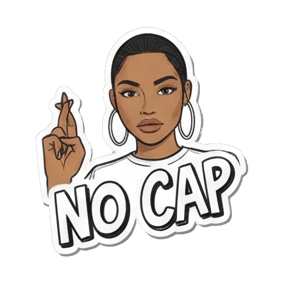 手指交叉表示NO CAP Urban Diva Vibes sticker for expressive chats and social replies.