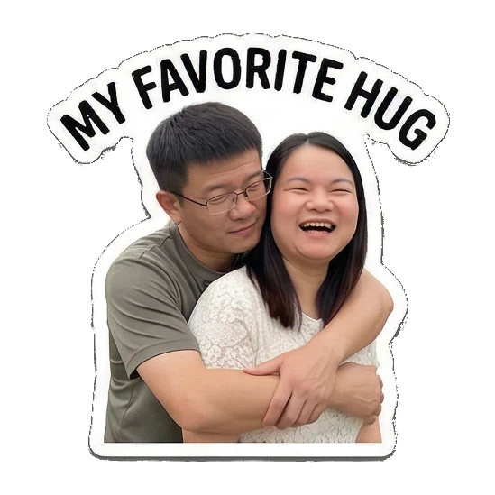 man hugging woman Sweet Couple Moments sticker for expressive chats and social replies.