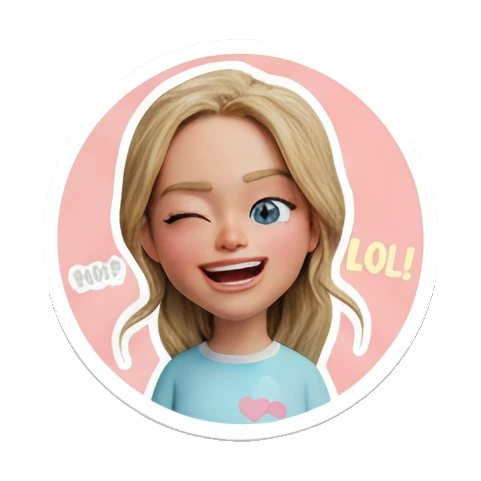 眨眼俏皮表情 Blonde Girl Daily Vibes sticker for expressive chats and social replies.