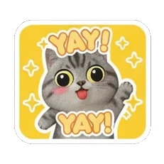 Tabby cat cheering with YAY text Tabby Cat Daily Moods sticker for expressive chats and social replies.