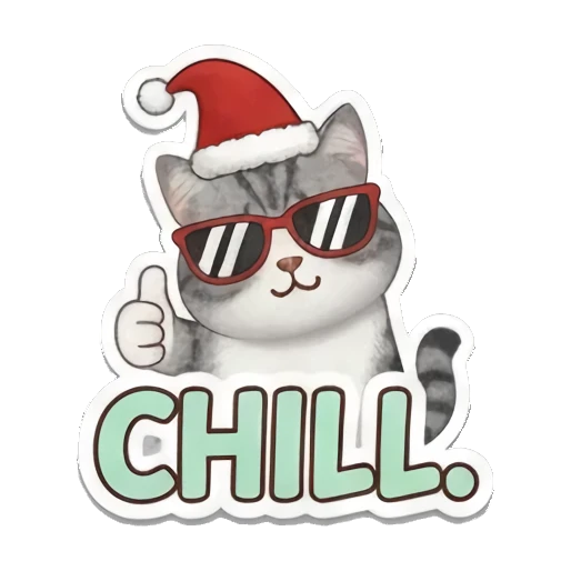 酷猫咪戴墨镜CHILL Kitty's Festive Feelings sticker for expressive chats and social replies.